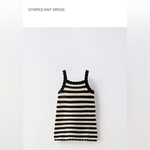 Zara Girls Black and White Stripe Knit Crochet Dress Size 4